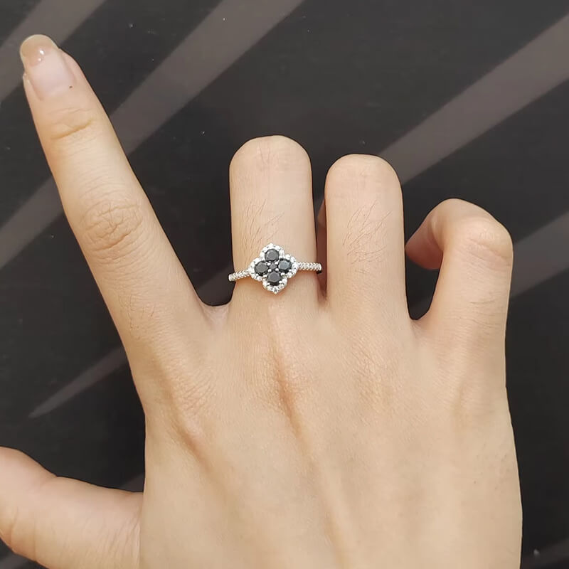 Oakville 4 Leaf Clover Colored Halo Moissanite Ring