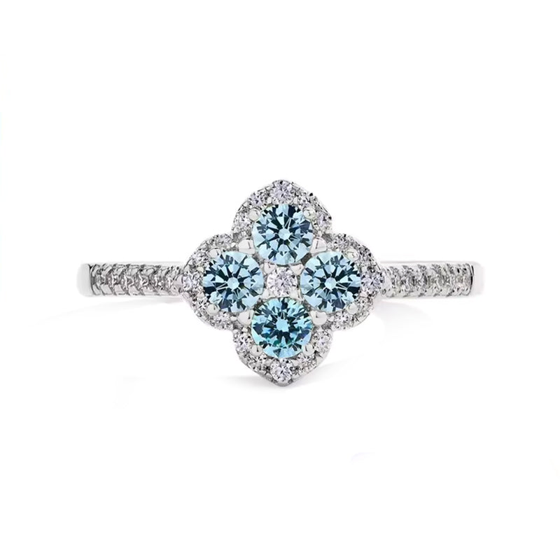 Oakville 4 Leaf Clover Colored Halo Moissanite Ring