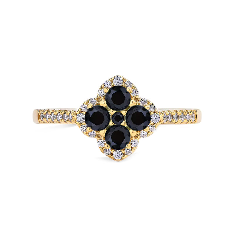 Oakville 4 Leaf Clover Colored Halo Moissanite Ring