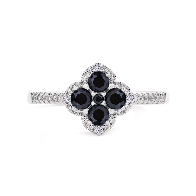 Oakville 4 Leaf Clover Colored Halo Moissanite Ring