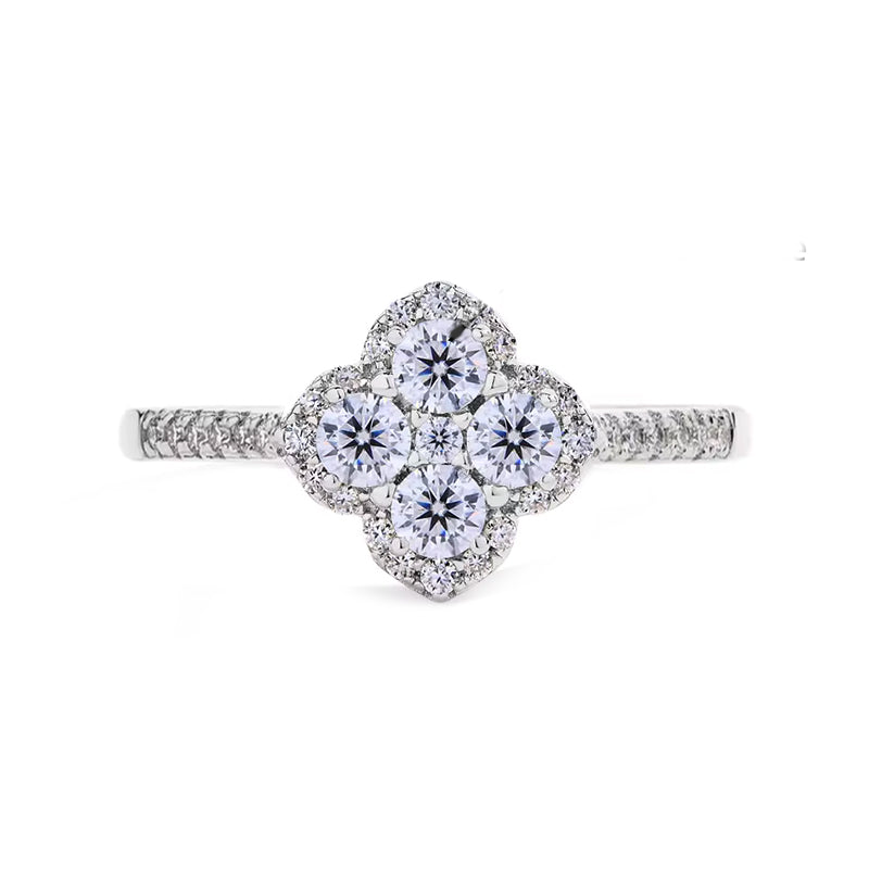 Oakville 4 Leaf Clover Colored Halo Moissanite Ring