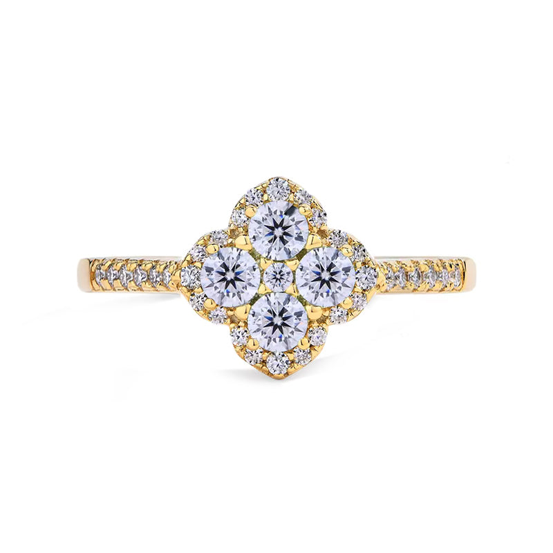 Oakville 4 Leaf Clover Colored Halo Moissanite Ring