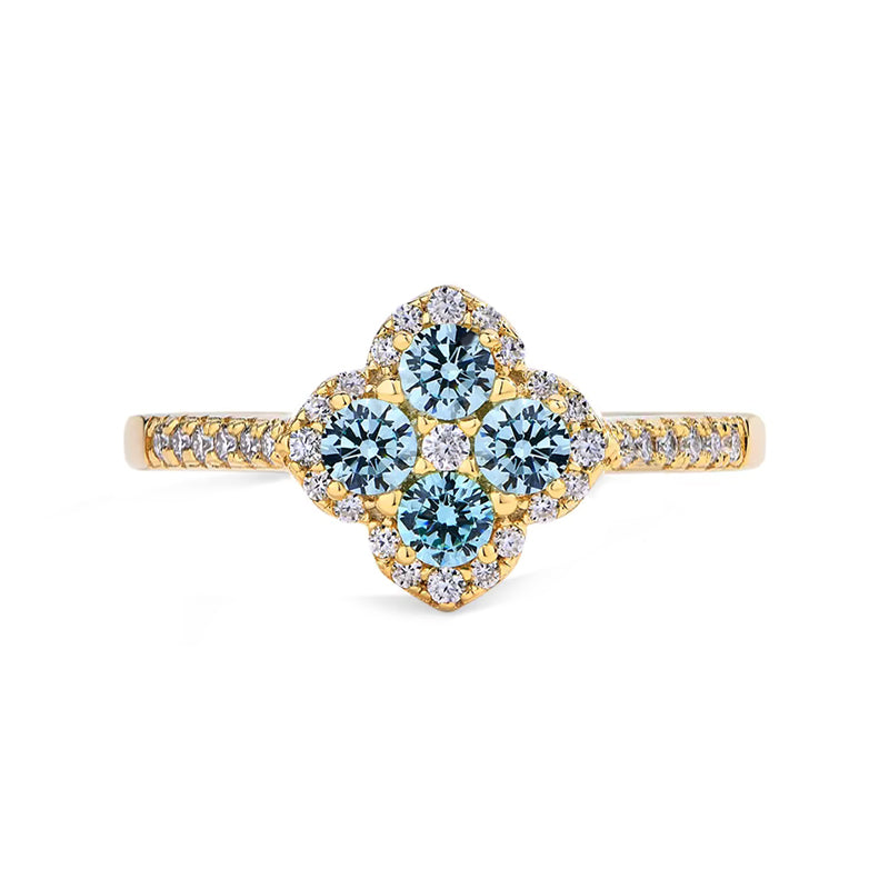 Oakville 4 Leaf Clover Colored Halo Moissanite Ring