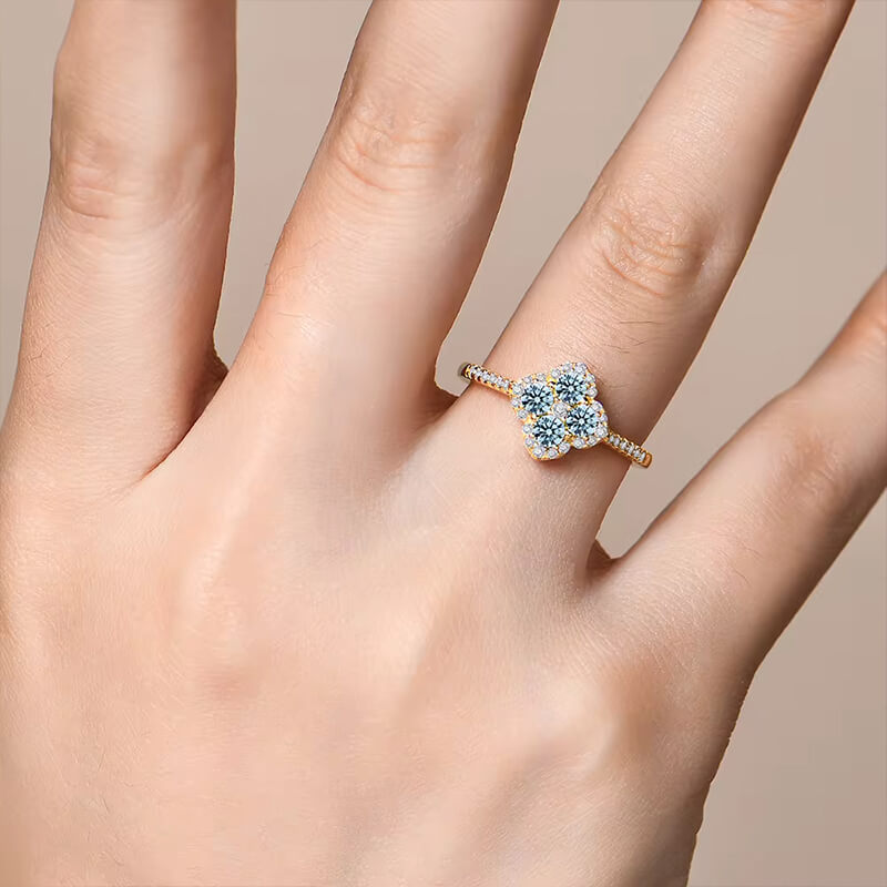 Oakville 4 Leaf Clover Colored Halo Moissanite Ring