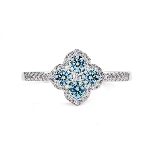 Oakville 4 Leaf Clover Colored Halo Moissanite Ring
