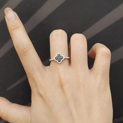 Oakville 4 Leaf Clover Colored Halo Moissanite Ring