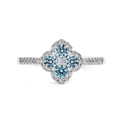 Oakville 4 Leaf Clover Colored Halo Moissanite Ring