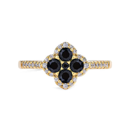 Oakville 4 Leaf Clover Colored Halo Moissanite Ring