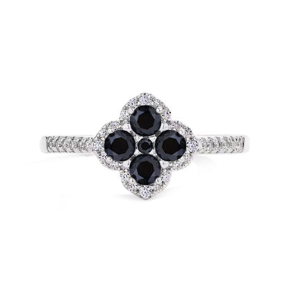 Oakville 4 Leaf Clover Colored Halo Moissanite Ring