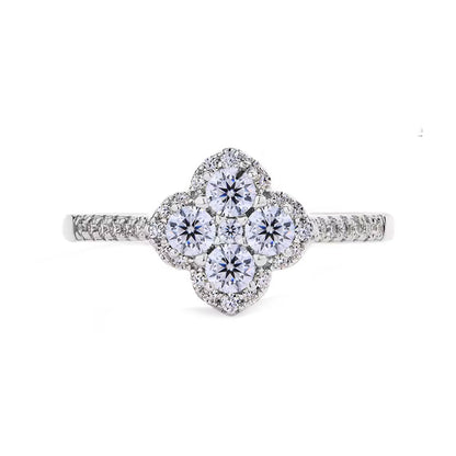 Oakville 4 Leaf Clover Colored Halo Moissanite Ring