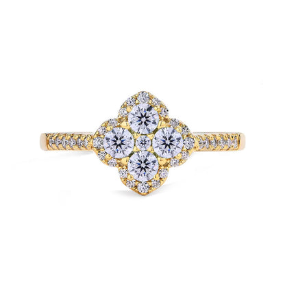 Oakville 4 Leaf Clover Colored Halo Moissanite Ring