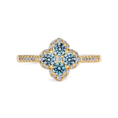 Oakville 4 Leaf Clover Colored Halo Moissanite Ring