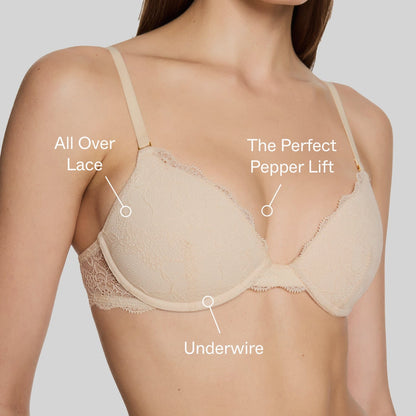 Oakville All Over Lace Lift Up Bra Black