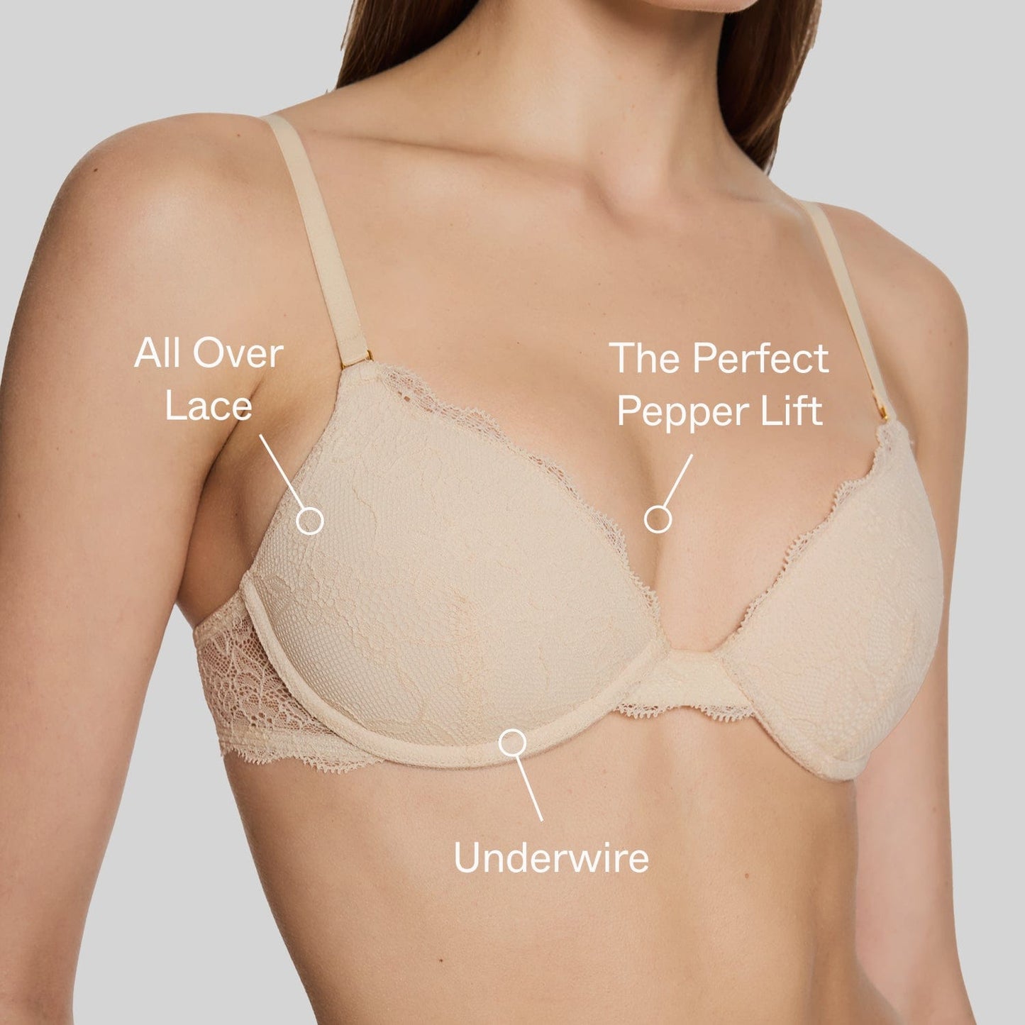 Oakville All Over Lace Lift Up Bra Sand