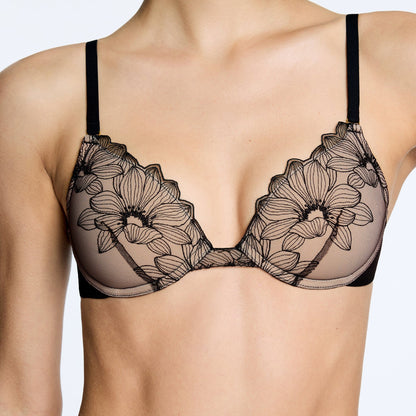 Oakville Embroidery Lift Up Bra Black