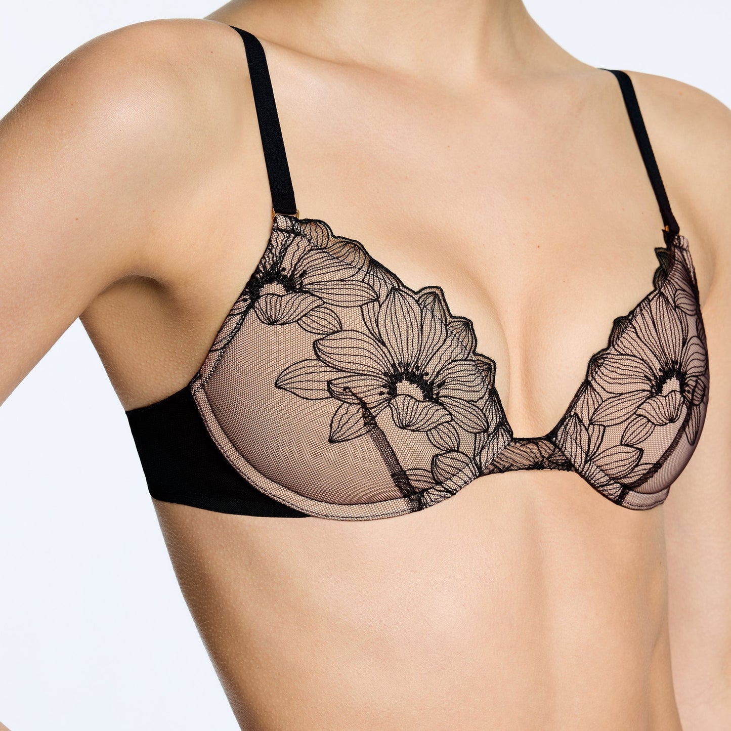 Oakville Embroidery Lift Up Bra Black