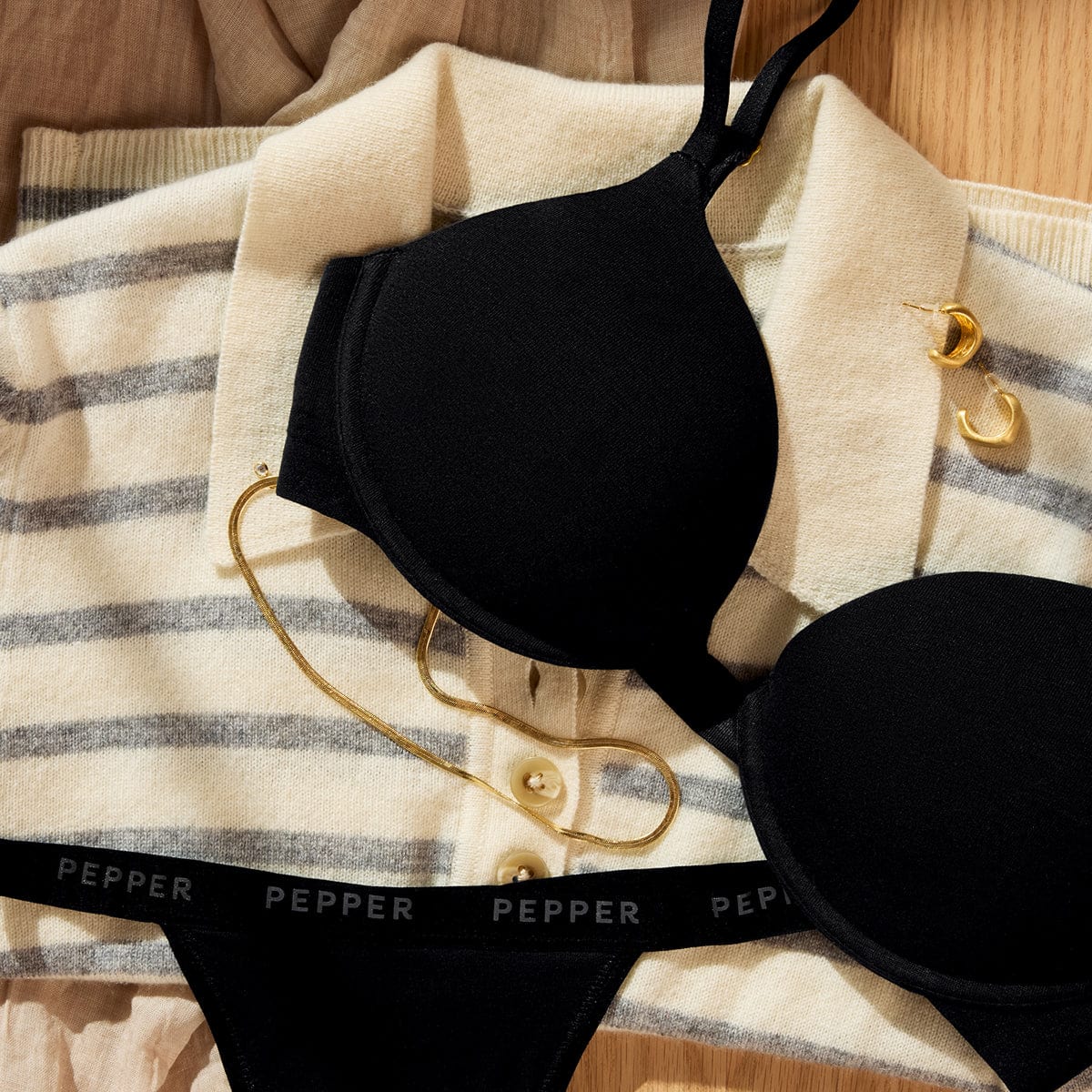 Oakville Cotton Lift Up Bra Black