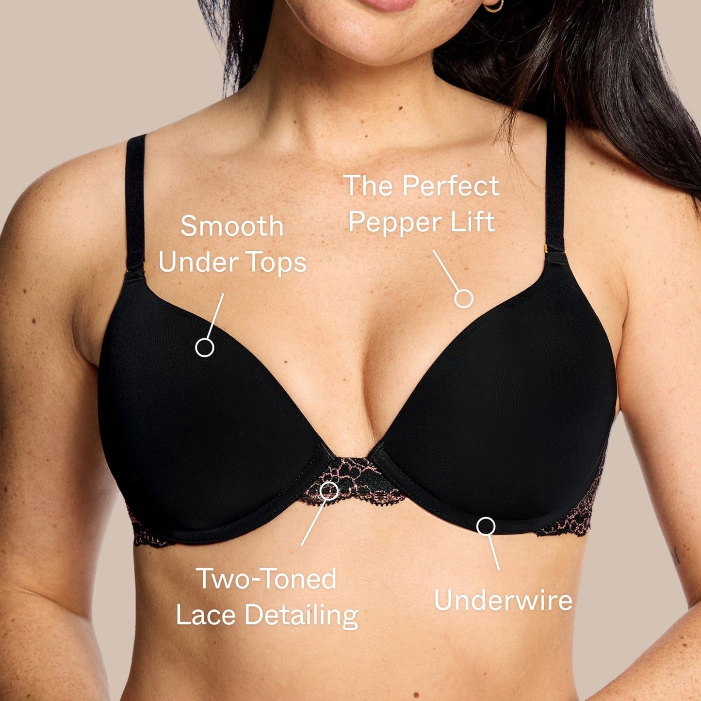 Oakville Smooth Lace Lift Up Bra Black Two-Tone