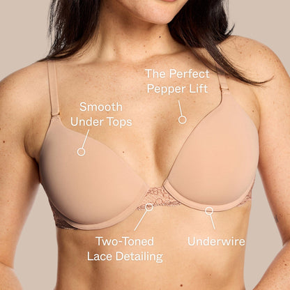 Oakville Smooth Lace Lift Up Bra Buff Two-Tone